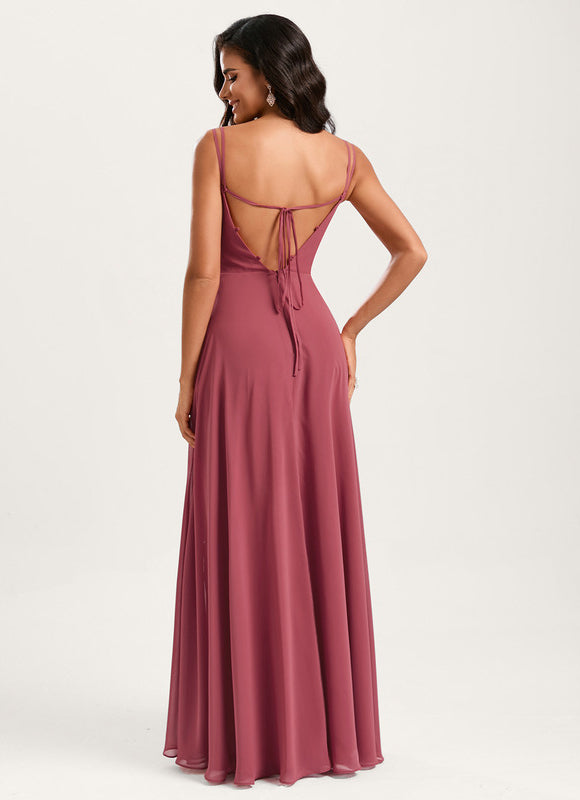 Robe Demoiselle D'Honneur À Volants Rose Pâle - gallery 9