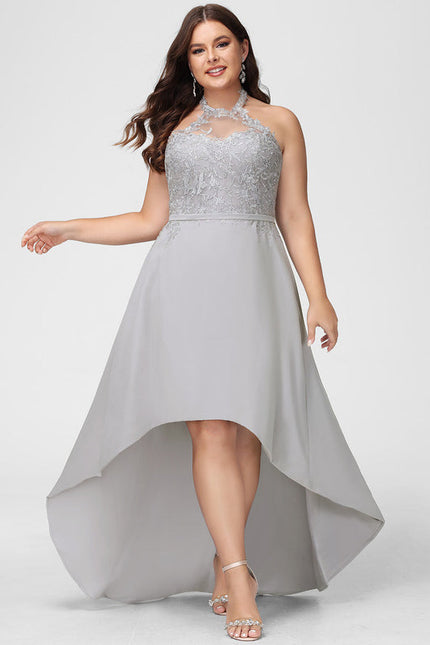 Robe Demoiselle D'Honneur Gris Élégant Flottant - gallery 5