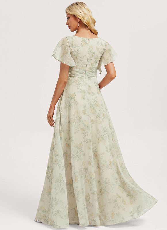 Robe Demoiselle D'Honneur À Volants Rose Pâle - gallery 4