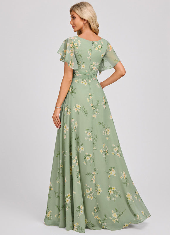 Robe Demoiselle D'Honneur À Volants Rose Pâle - gallery 5