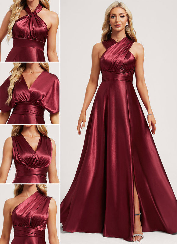Robe Demoiselle D'Honneur Rouge Satiné Chic