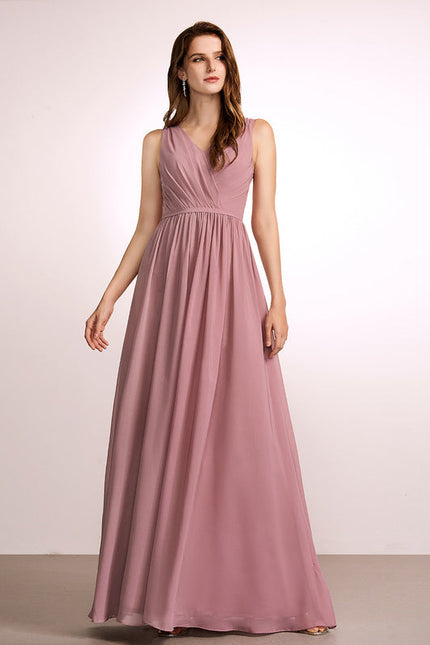 Robe Demoiselle D'Honneur Fluide Rose Pâle - gallery 1