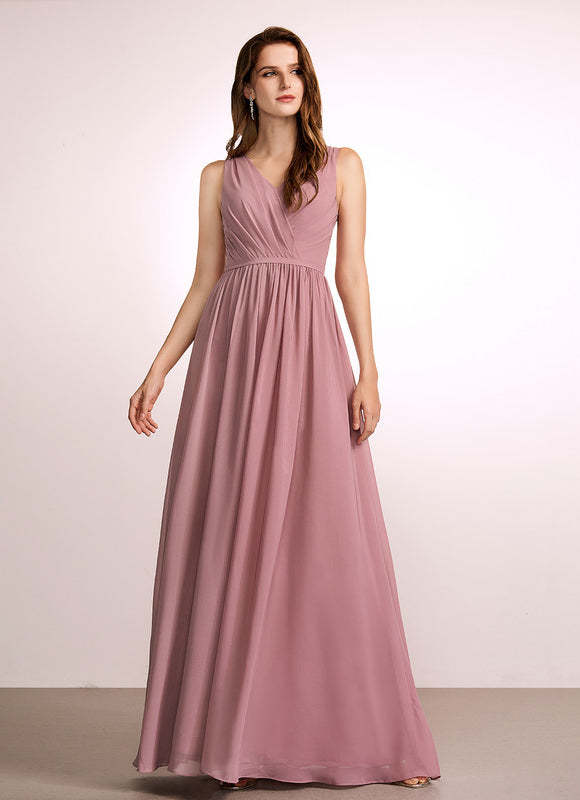 Robe Demoiselle D'Honneur Fluide Rose Pâle - gallery 1