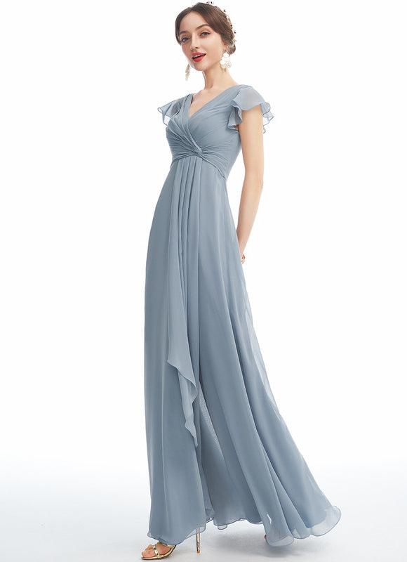 Robe Demoiselle D'Honneur À Volants Rose Pâle - gallery 3