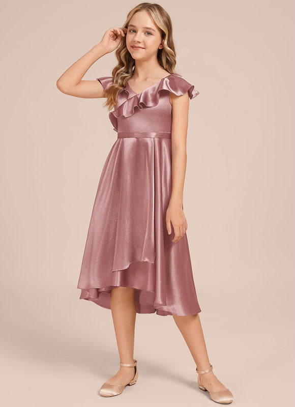 Robe Demoiselle D'Honneur Satin Ciel Ajustée - gallery 1