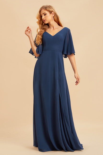 Robe Demoiselle D'Honneur Mousseline Beige - gallery 4