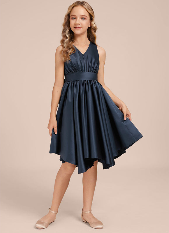 Robe Demoiselle D'Honneur Asymétrique Marine