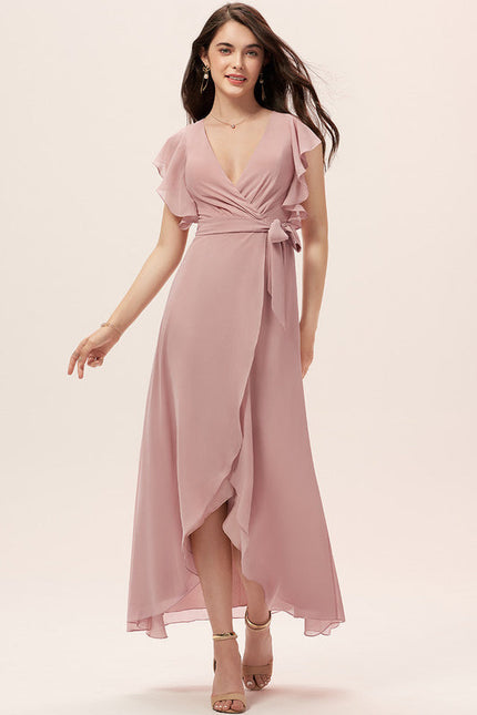 Robe Demoiselle D'Honneur Asymétrique Fluide