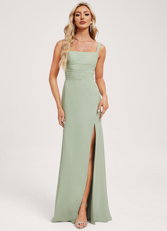 Robe Demoiselle D'Honneur Col Carré Ébène - gallery 3