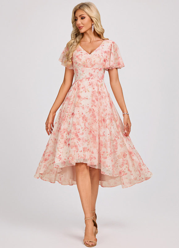 Robe Demoiselle D'Honneur Asymétrique Fluide - gallery 2