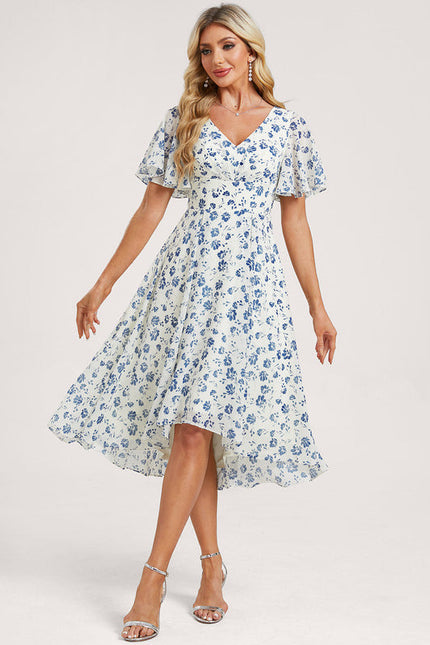 Robe Demoiselle D'Honneur Asymétrique Fluide - gallery 2