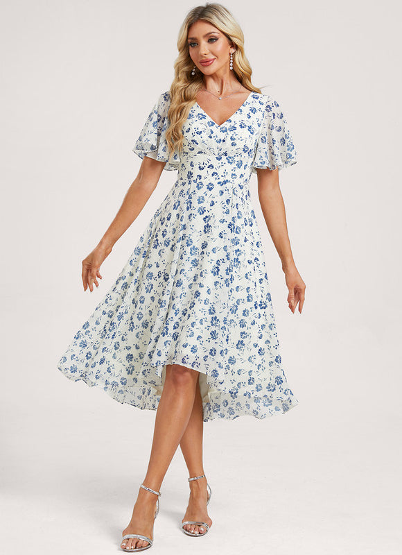 Robe Demoiselle D'Honneur Asymétrique Fluide - gallery 2