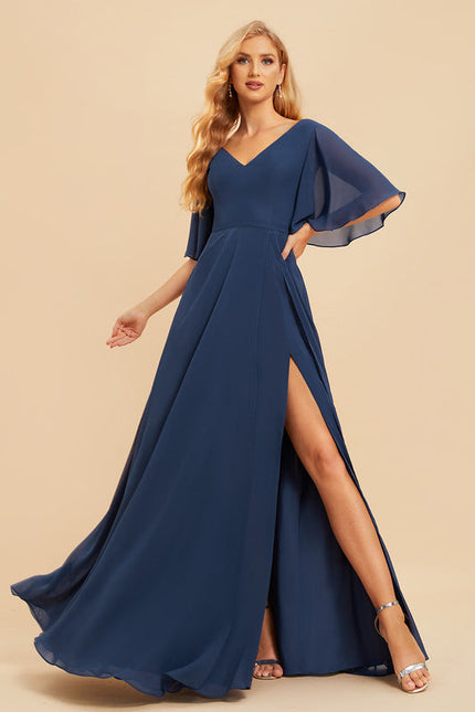 Robe Demoiselle D'Honneur Mousseline Beige