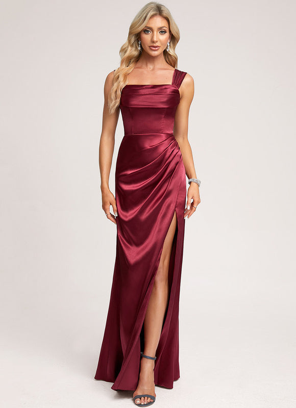 Robe Demoiselle D'Honneur Champagne Satin - gallery 3