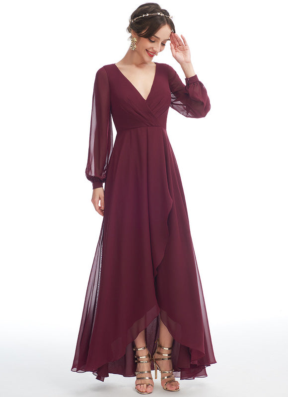 Robe Demoiselle D'Honneur Asymétrique Fluide - gallery 3