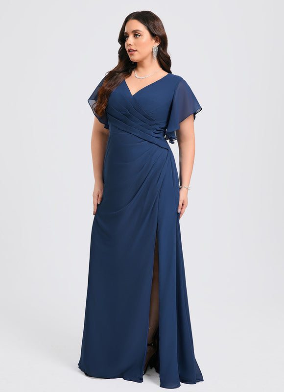 Robe Demoiselle D'Honneur À Volants Rose Pâle - gallery 7