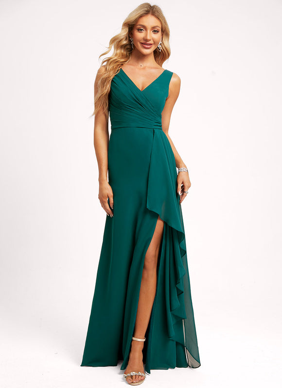 Robe Demoiselle D'Honneur À Volants Rose Pâle