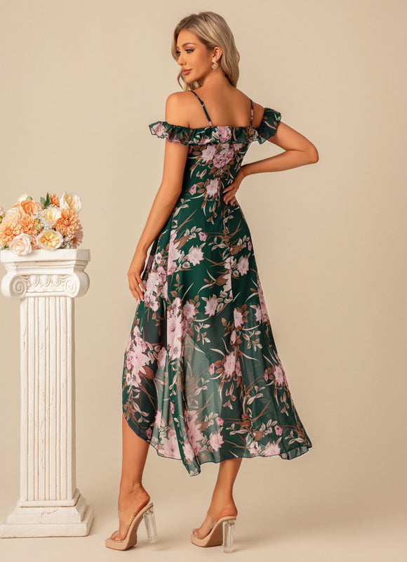 Robe Demoiselle D'Honneur Florale Évasée - gallery 5