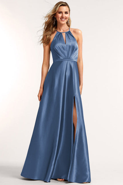 Robe Demoiselle D'Honneur Satin Bleu Nuit