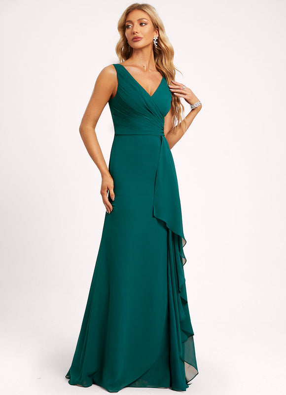 Robe Demoiselle D'Honneur À Volants Rose Pâle - gallery 2