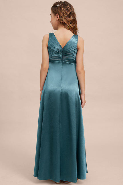 Robe Demoiselle D'Honneur Satin Émeraude Chic - gallery 7