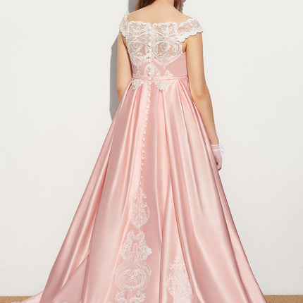 Robe Demoiselle D'Honneur Lueur Satinée Rosée
