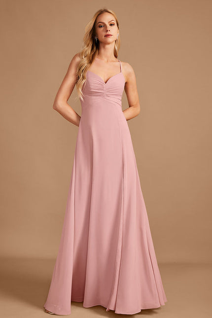 Robe Demoiselle D'Honneur Mousseline Beige - gallery 4