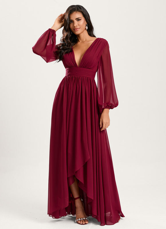 Robe Demoiselle D'Honneur Asymétrique Fluide - gallery 1