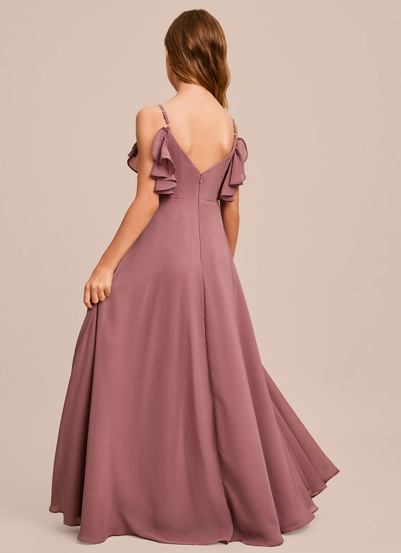 Robe Demoiselle D'Honneur Mousseline Ciel - gallery 8