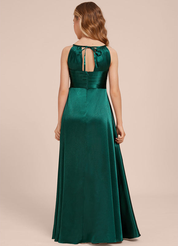 Robe Demoiselle D'Honneur Satin Émeraude Chic - gallery 5