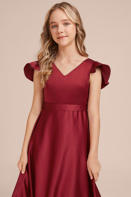 Robe Demoiselle D'Honneur Rouge Velours Fluide - gallery 1