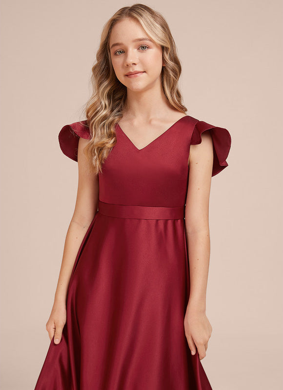 Robe Demoiselle D'Honneur Rouge Velours Fluide - gallery 1