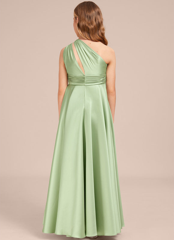 Robe Demoiselle D'Honneur Satinée Asymétrique Junior - gallery 1