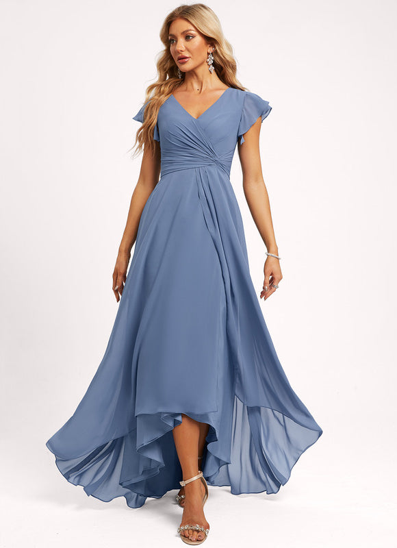 Robe Demoiselle D'Honneur Asymétrique Fluide - gallery 2