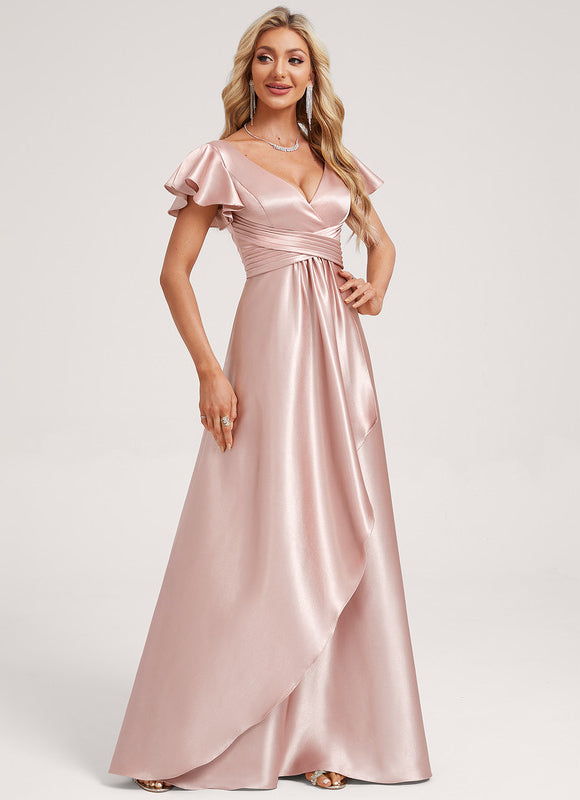 Robe Demoiselle D'Honneur Satin Vert Émeraude - gallery 2