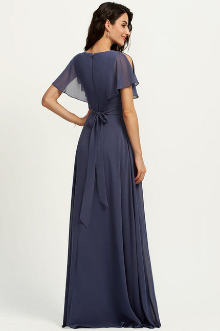 Robe Demoiselle D'Honneur Mousseline Beige - gallery 5