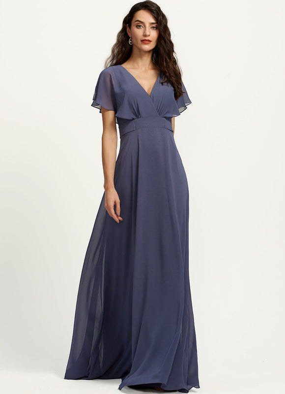 Robe Demoiselle D'Honneur Mousseline Beige - gallery 1