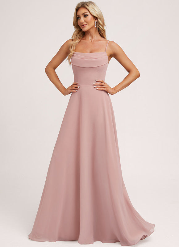 Robe Demoiselle D'Honneur Col Carré Flottante - gallery 4