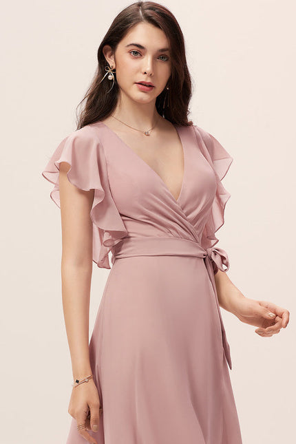 Robe Demoiselle D'Honneur Asymétrique Fluide - gallery 1