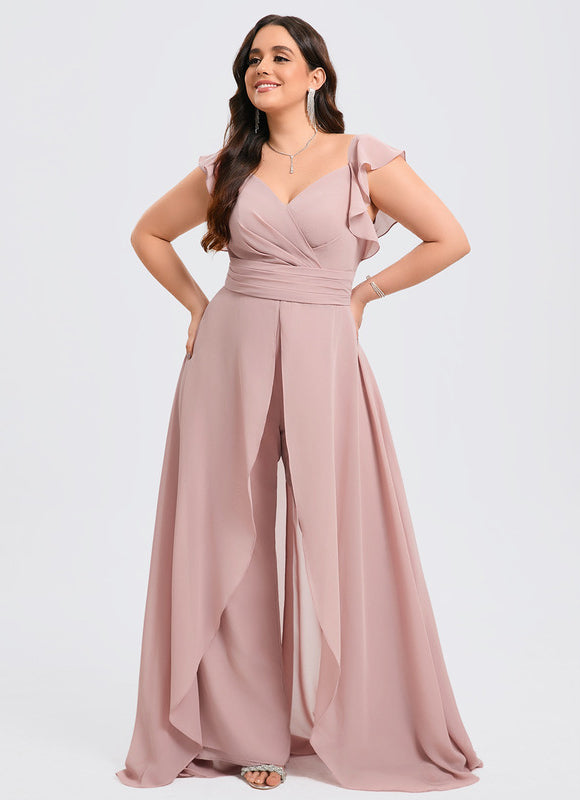 Robe Demoiselle D'Honneur Vaporeuse Rose - gallery 6