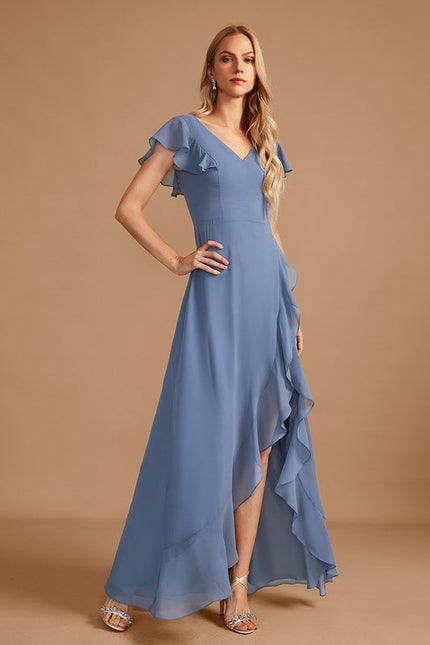 Robe Demoiselle D'Honneur Asymétrique Fluide - gallery 2