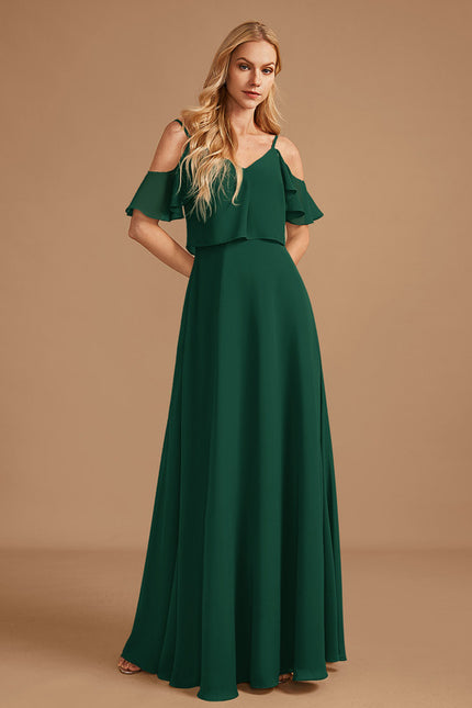 Robe Demoiselle D'Honneur À Volants Rose Pâle - gallery 3