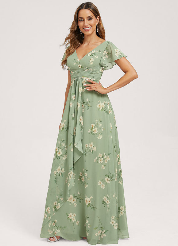 Robe Demoiselle D'Honneur À Volants Rose Pâle - gallery 2