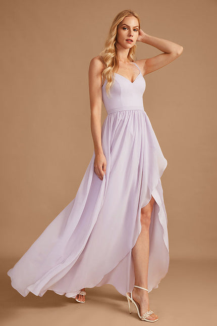 Robe Demoiselle D'Honneur Asymétrique Fluide - gallery 3