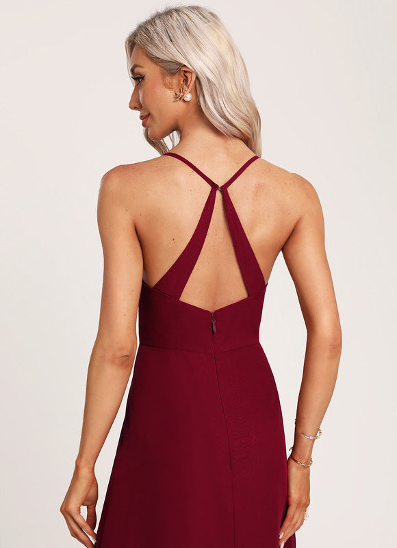 Robe Demoiselle D'Honneur Mousseline Beige - gallery 4