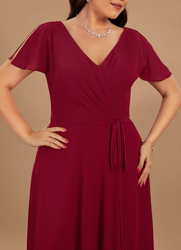 Robe Demoiselle D'Honneur Mousseline Beige - gallery 7