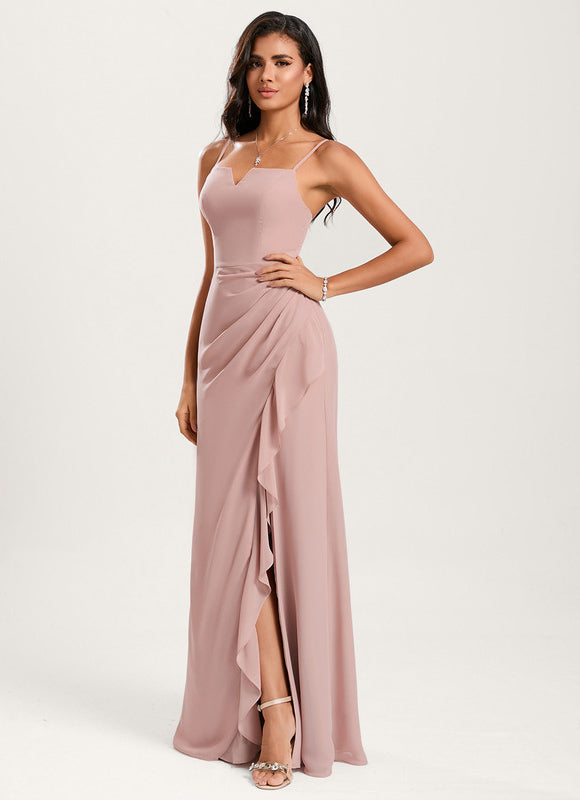 Robe Demoiselle D'Honneur Rose Drapée - gallery 1