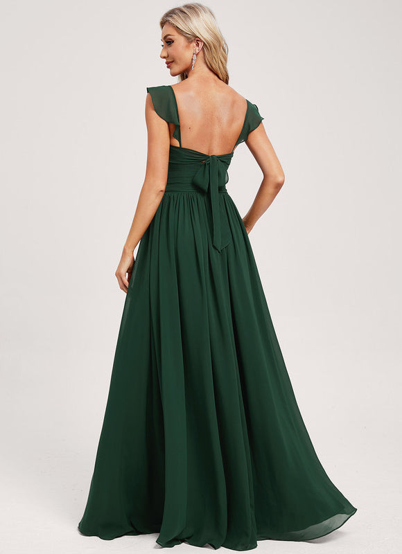 Robe Demoiselle D'Honneur À Volants Rose Pâle - gallery 4