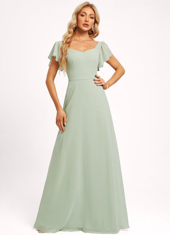 Robe Demoiselle D'Honneur À Volants Rose Pâle - gallery 5