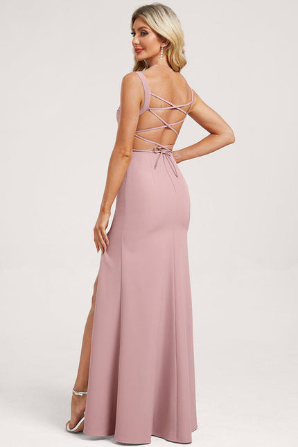 Robe Demoiselle D'Honneur Crêpe Rose Chic - gallery 2